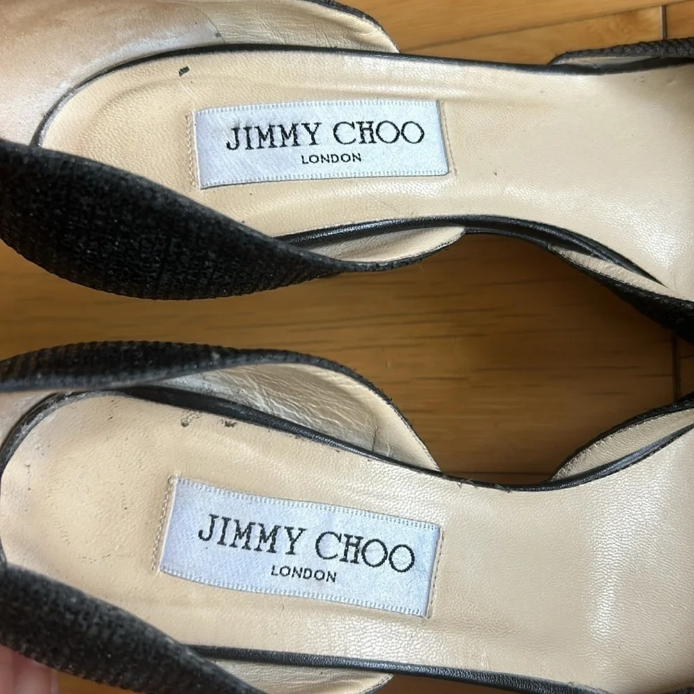 Jimmy Choo shimmer peep toe heels